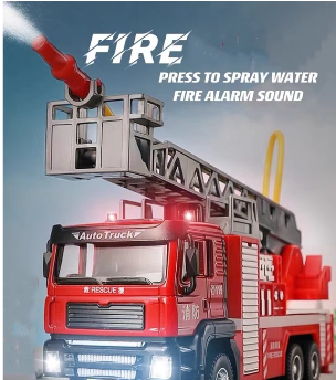 LADDER & WATER SPRAY FIRE TRUCK 1:32 ALLOY DIE CAST CAR MODEL 50053