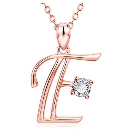 26 Letter Rose Gold Necklace Pendant Classic Fashion Men's and Women's Letter Diamond Necklace Jewelry Wholesale F