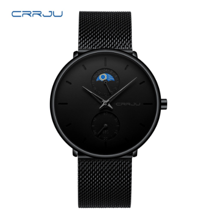 CRRJU Men's Watch Original Brand Multifunctional Fashion Business Analog Quartz Stainless Steel Waterproof 2263 X M010