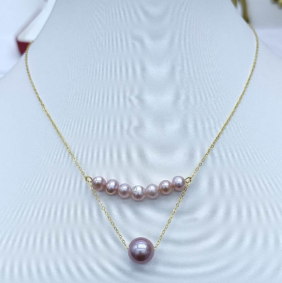 Natural Freshwater Pearl Necklace Double Layer Neck Chain