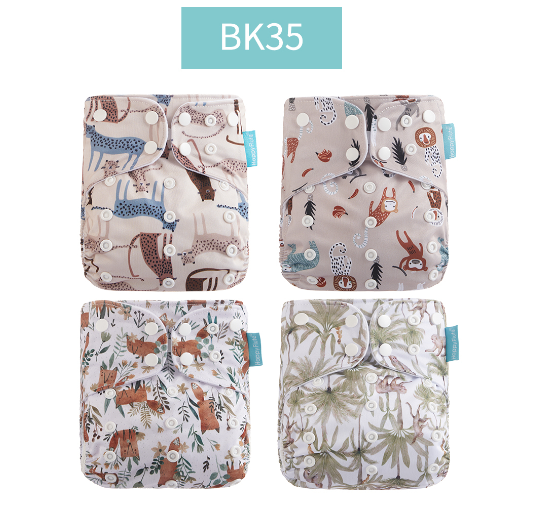 Happyflute 2023 4pcs set Washable Eco-friendly Baby Cloth Diaper Ecological Adjustable Nappy Reusable Diaper Fit 0-2year 3-15kg 02