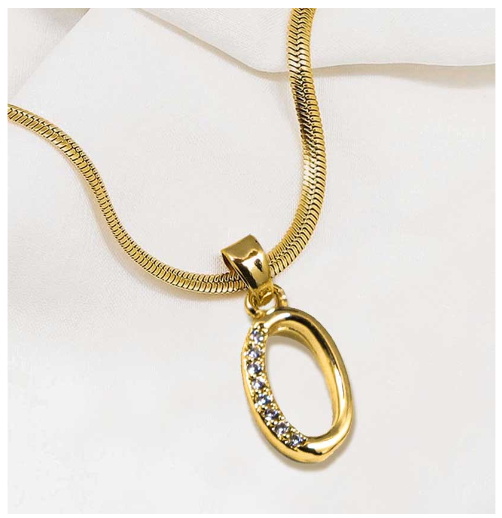 LAJ 18k Gold Stainless Steel Initial A-Z Necklace SLP116 LETTER with LX873D FREEBOX O