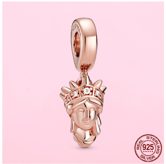 925 Sterling Silver Flamingo Leaf Rose Flower Charm CZ Luxury Pandora Pendant Fit Pandora Bracelet Necklace For Women DIY Making S16