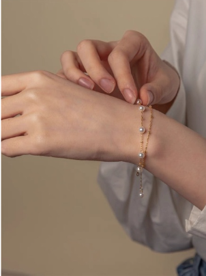 Shiny Adjustable Bracelet Pearl Style for Women