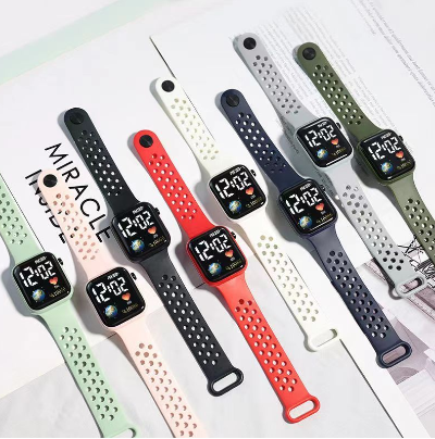 Unisex Square LED Digital Watch Students Silicone Band Sports Watches