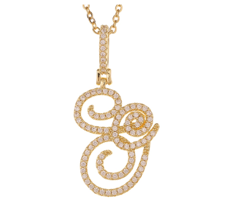 Fashion A-Z Initial Cursive Letters Pendant Necklace For Women Gold Color Shiny Rhinestone Chain Necklace Jewelry Gift G