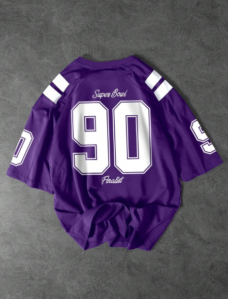 Manfinity Sporsity Men's Striped Letter & Numeric Print Loose Fit Round Neck T-Shirt