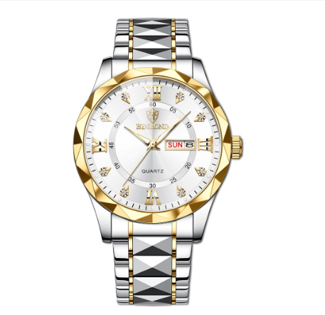 Binbond Original Men's Luxury Stainless Steel Waterproof Fashion Business Watch Luminous Dual Calendar Quartz Wrist Watch M7