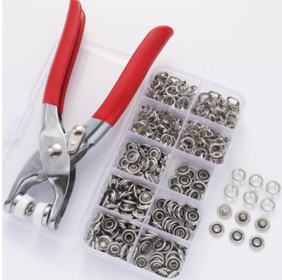 100 Set Snap Button Pliersn tools Set with storage box Metal Snap Button With Fastener Pliers Automatic Eyelet Puncher Set Snap Pliers Set