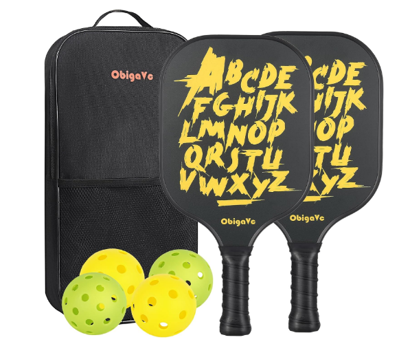 Pickleball Paddles Set with Balls,Fiberglass Pickleball Paddles High Performance Pickleball Rackets,Lightweight Pickleball Rackets Beginner Friendly Pickleball Paddle Sets.