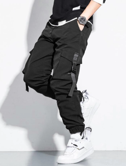 Manfinity Men Loose Solid Drawstring Waist Cargo Pants