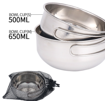 Outdoor 304 Stainless Steel Folding Bowl 500ml Camping Portable Multi-functional Picnic Set Bowl, Cooking Utensils, Mountain Climbing Cups, Tableware