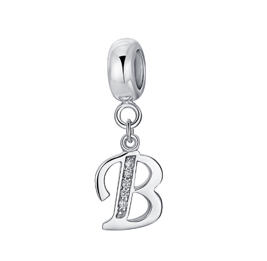 26 English Letter Pendants Suitable For Pandora Bracelet DIY Necklace 925 Silver-Plated Charm Simple Fashion Jewelry Pendant B