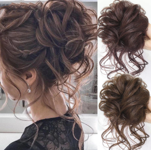 Messy Curly Meatball Hair Bun Wig Elastic Band Scrunchies Ponytail Updo Hair Extensions