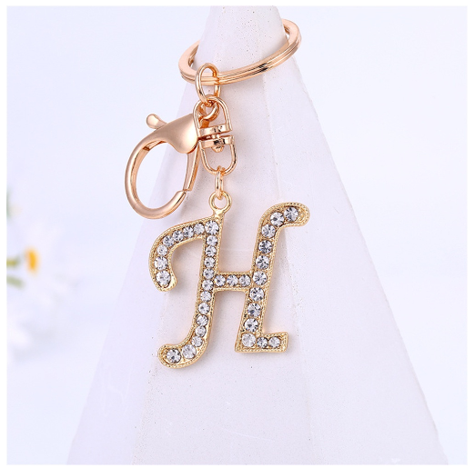New A-Z 26 Letter Key Chains Stainless Steel Keychain Charm Fashion Accessories Key Ornaments H