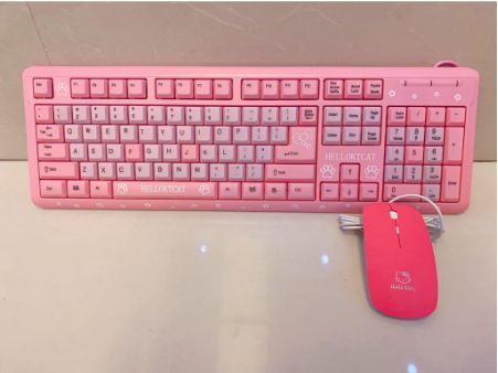 KEYBOARD SET BLACK/PINK WITH MOUSE