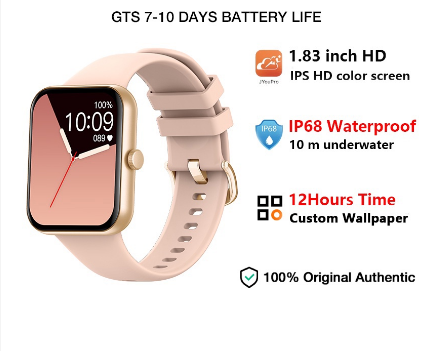 Aolon GTS Women Smart Watch IP68 Waterproof Men Bluetooth Sports Fitness Tracker BP Sleep Monitoring