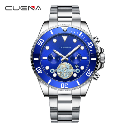 CUENA Men's Watch Top Brand Fashion Business Military Analog Quartz Stainless Steel Waterproof 6012 4