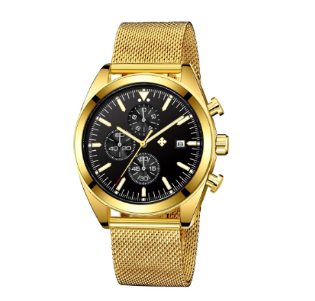 Wwoor Men Watch Waterproof Newest Original Fashion Casual Watches For Stainless Steel Gold Analog Water Proof BLACK DIAL GOLD CASE STRAP