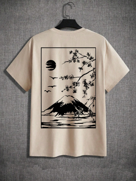 Manfinity Homme Plus Size Khaki Crew Neck Short Sleeve T-Shirt For Men