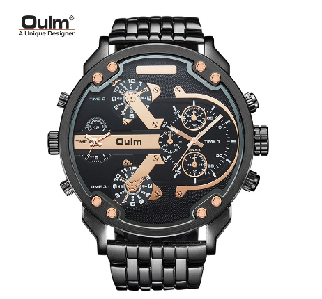 Oulm Personality Men's Watch Large Dial Quartz Watch GOLD