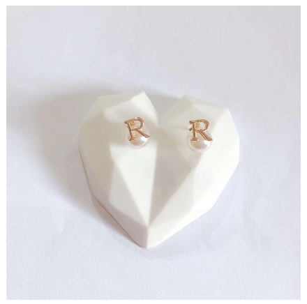 Fashion Jewelry Bangkok Rose Rold Plated Pearl Letter Stud Earrings Hikaw for Women R
