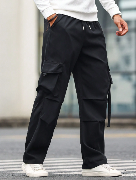 Manfinity Homme Men's Woven Trouser With Side Pockets, Utility Pant