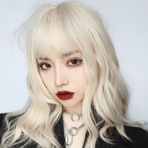 Light Blonde Shoulder-Length Curls Lisa Same Hairstyle Fluffy Realistic Full Wig For Women