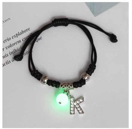 Luminous Couple Bracelet 26 English Letters Crystal Friendship Bracelet Women Men Jewelry Glow in the Dark K