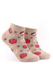 Iconic Socks Coffee Pattern Brown Women's Ankle Socks