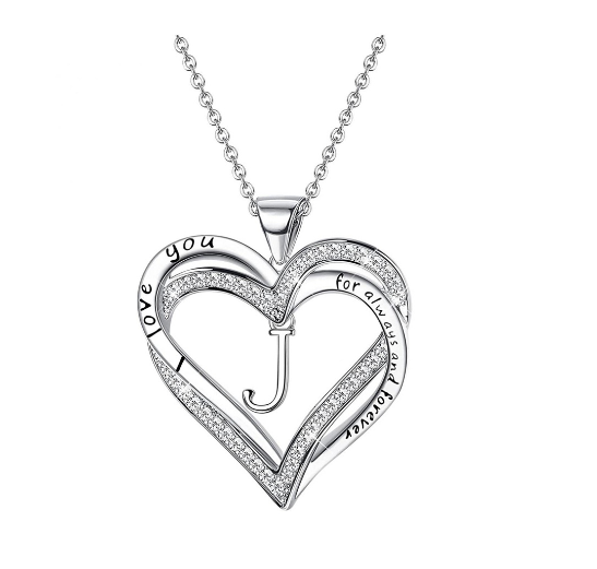 Clever Jewelry Letters Necklace A to Z Initial Heart Pendant Necklace Heart Necklace for Women Gift Dainty Initial Cubic Zirconia Alphabet J