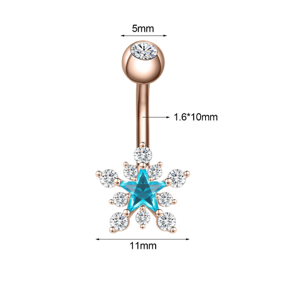 1PC Stainless Steel Navel Ring Crystal Pendant Navel Piercing Butterfly-pattern Wing-shape Heart-shape Prevent Allergy Navel Ring S22