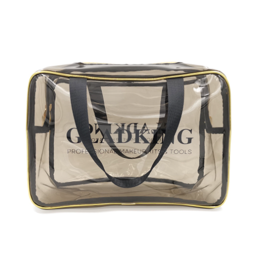 GLADKING HANDY MAKEUP POUCH CLEAR WITH LINING GOLD