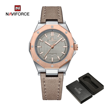 Naviforce Nf5026 Women Rose Gold Luxury Brand Diamond Fashion Dress Waterproof Clock ROSEGOLD GRAY