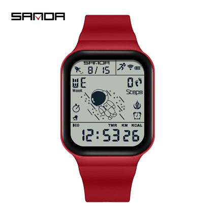 SANDA Men Women Fashion Simple Sport Military LED Digital Alarm Rubber Strap Waterproof Wristwatch