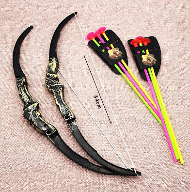 34cm Funny Outdoor Sports Archery Toy Bow With 4Pcs Soft Arrows Kids Toys Game Activity Props