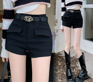 Lovito Women Casual Plain Fake Pocket Shorts LNA40168