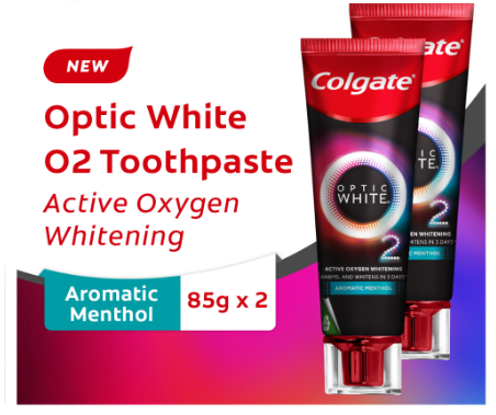 Colgate Optic White O2 Aromatic Menthol Whitening Toothpaste 85g Twin Pack