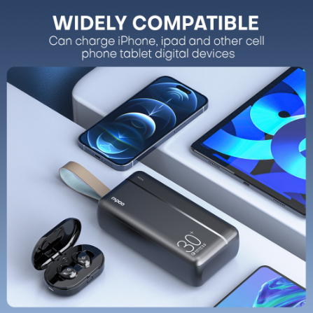 Rapoo WB30m 30000mAh Powerbank 3 USB output Fast Charge Li Polymer High Capacity Power Bank