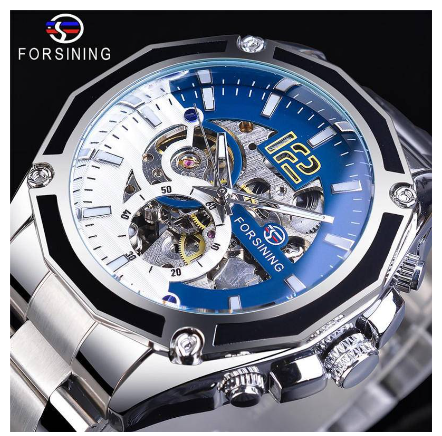 New Forsining Men watch Original Fashion Casual Style Automatic Mechanical Watch Waterproof stainless steel watch Hollow Mechanical Watch 6