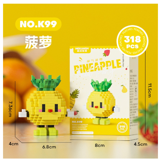 Mini Bricks Toys Trendy Fruit Happy Food Set Creative Desktop Decorations Birthday Gifts F4