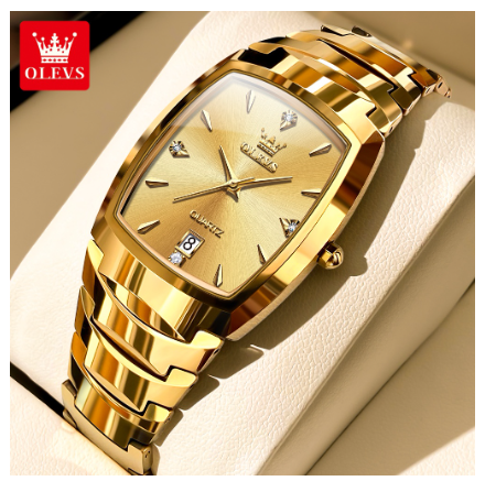 Olevs Watch For Men Waterproof Original Quartz Calendar Stainless Steel Watch GOLD MEN