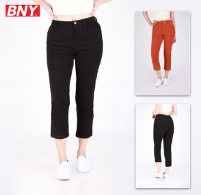 BNY Ladies Corduroy Highwaist Ankle Cut Pants 348