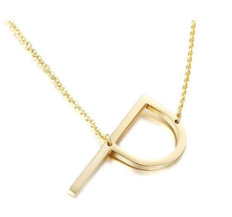 Stainless Chain with Letter Pendant Necklace P