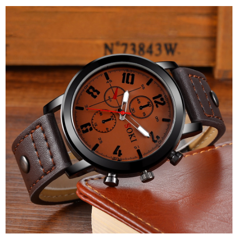 Gift fashion waterproof sports leather analog original watch for men Creative Fake Three-Eye Leather Quartz Men's Watch M4