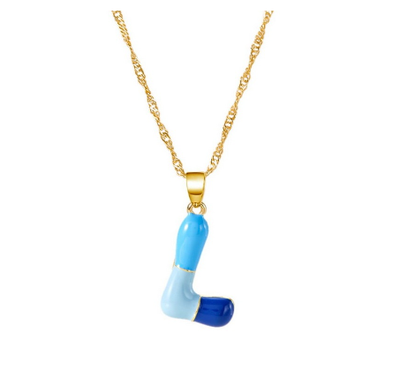 Fashion Simple English Capital A-Z Necklace Colorful 26 Letters Necklaces For Men And Women Jewelry Gifts Drip Oil Summer Letter L
