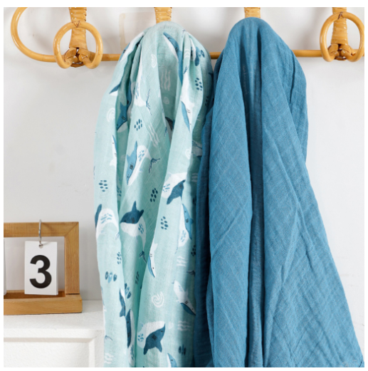 Happyflute 2 Pcs Set Baby Muslin Swaddle Blanket Soft Farbic Cotton Baby Products Baby Multifunctional Gauze 1