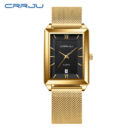 CRRJU Original Brand Men's Watch Square Dial Fashion Sports Analog Quartz Stainless Steel Waterproof 2197 X M3