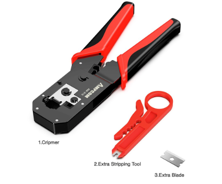 Ampcom RJ45 Crimping Tool Ethernet Network Lan Cable Crimper Cutter Stripper Plier Modular 8P RJ45 And 6P RJ12 RJ11