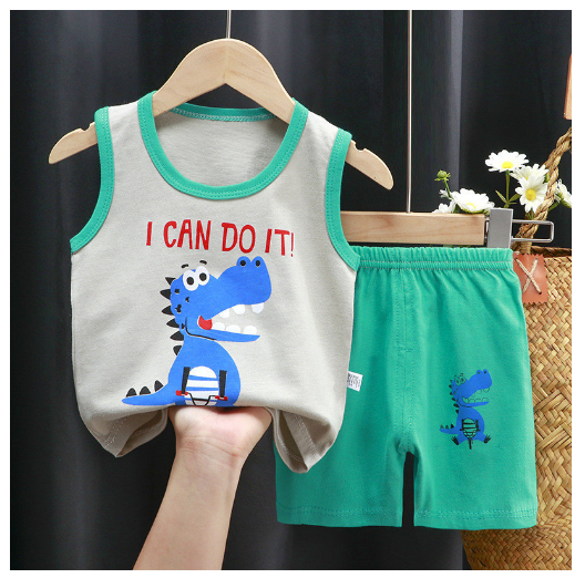 For Baby Boys & Kids Sleeveless Shorts Set Pure Cotton Summer Outfits For Boy S1